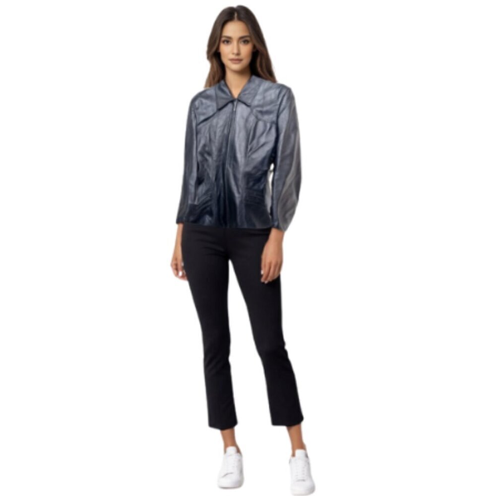 Boutique Of Leathers Womens 12 Full Zip Leather Biker Retro Jacket In Black
